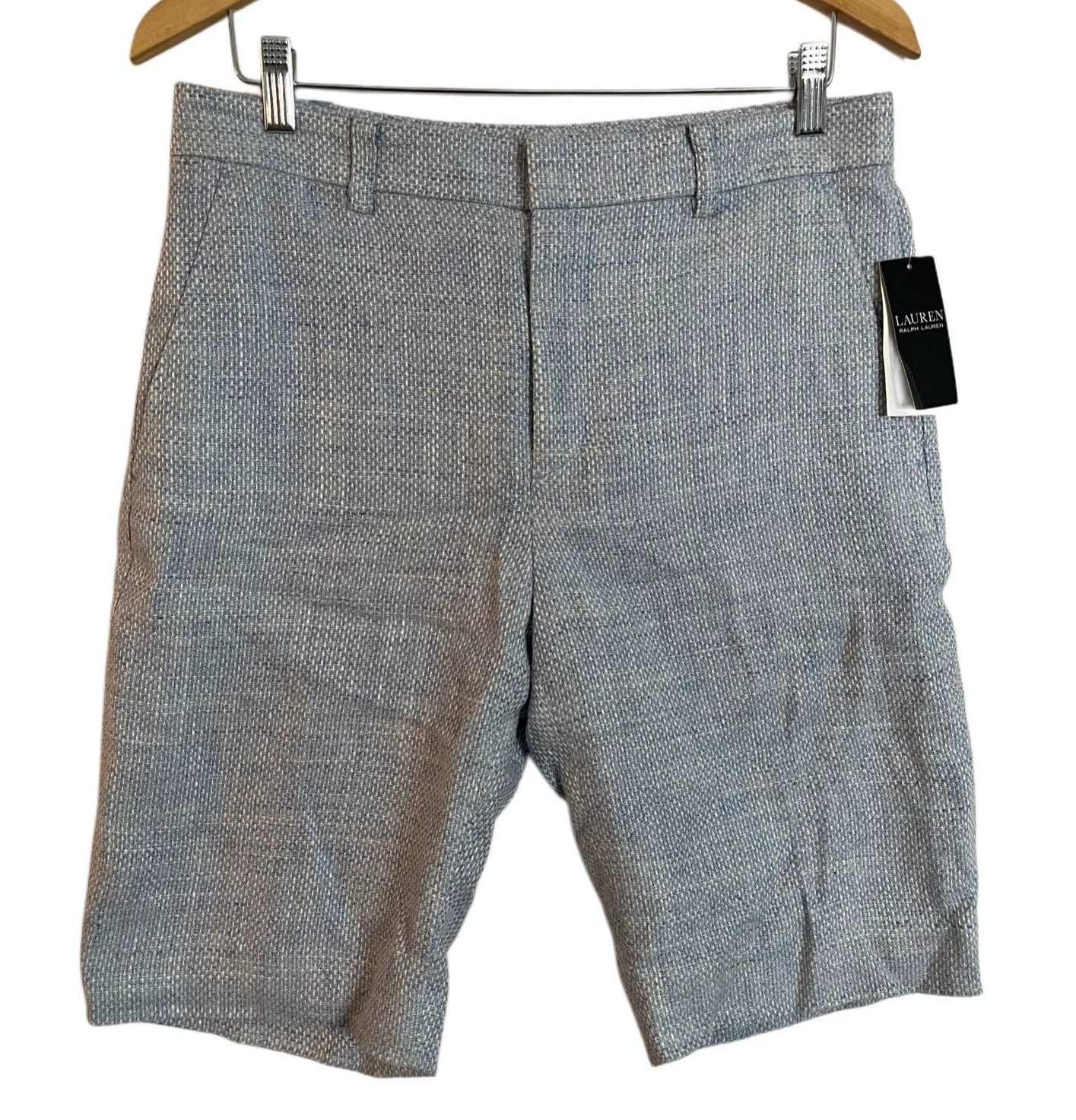 NWT Lauren Ralph Lauren Black Label Linen Silk Blend Shorts Light Blue Size 6