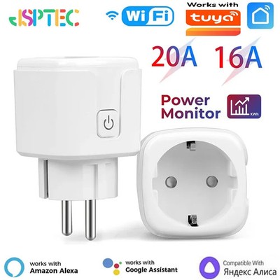 Tuya Smart Socket EU16A/20A Wifi Smart Plug With Power Monitoring Smart Life APP