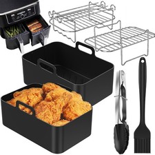 10Pcs Air Fryer Racks Accessories for Ninja Dual AF300UK AF400UK Silicone Liners