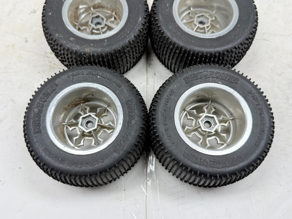 4x Rare HPI Racing 1/10 Stadium Truck Dirt Bonz Wheels & Tires