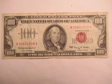 Series 1966 US $100 United States Note, circ, decent condition