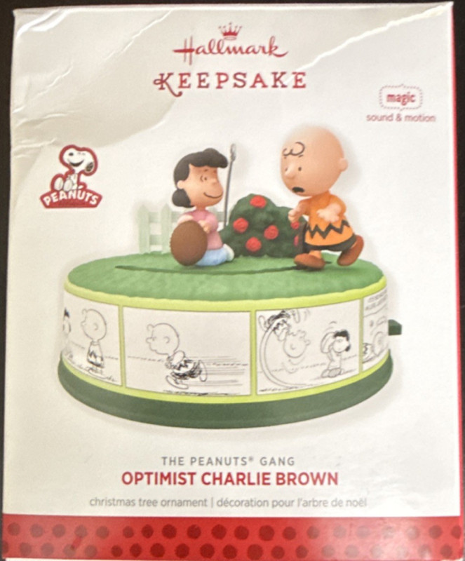Hallmark Keepsake Peanuts Optimist Charlie Brown Lucy Football Ornament 2013 MIB