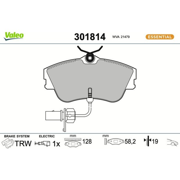 Valeo 301814 Bremsbelagsatz FüR VW Transporter T4 70B 70C 7DB 7DK 70J 70K 7DC-image