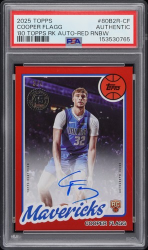2025 TOPPS 1980-81 TOPPS BASKETBALL AUTO COOPER FLAGG ROOKIE RC /5 PSA AUTHENTIC