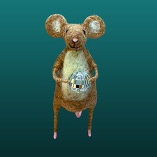 Needle Felted Strictly Mouse Handmade Mouse Holding Glitter Ball