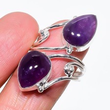 Natural Amethyst Gemstone 925 Sterling Silver Jewelry All Size Ring For Gift