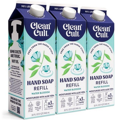 Cleancult Liquid Hand Soap Refill - Water Blossom - 32 Fl Oz (Pack of 3) 
