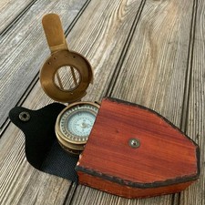 Antique Brass WWII Military Pocket Compass Vintage Collectible Christmas Gift