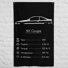 NX Coupe 1991 Car Silhouette Flag 3x5 ft Garage Banner Man Cave Wall Decor Gift