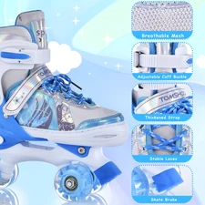 Kids Roller Skates 4 Size Adjustable with Light up Wheels for Beginner Boy&Girl