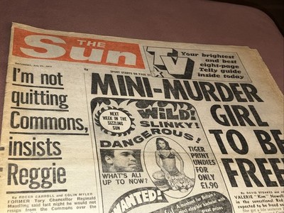 The Sun Newspaper 1977. Page 3 girl. Leslie Crowther.Helen Shapiro. Eric Clapton