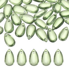50Pcs Crystal Teardrop Beads, Top Drilled Charm Czech, Green
