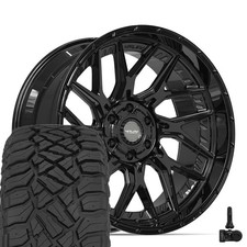 4pl28 Black 22x10 Rims 28545r22 Rt Tires Tpms Set 6 Lug Fits Gmc Chevy Ram