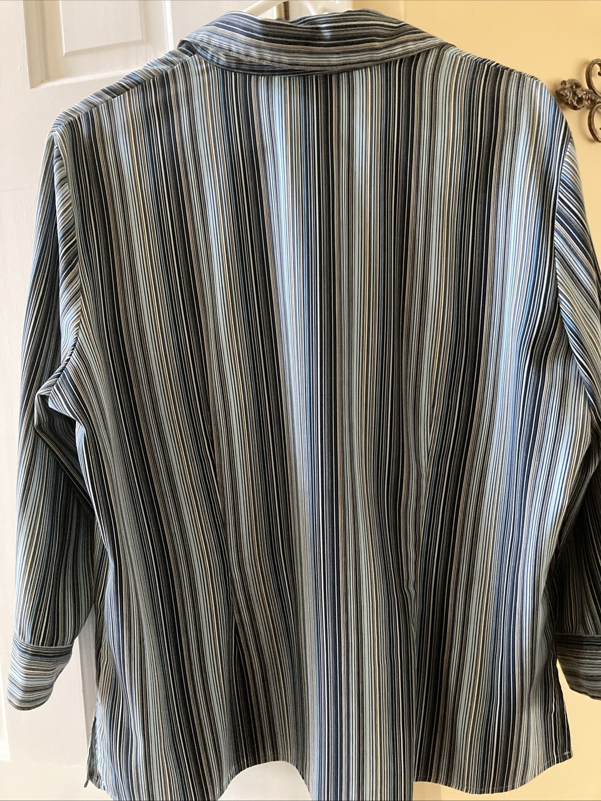 Elementz Stretch Blue Button Down Blouse Shirt XL - image 6