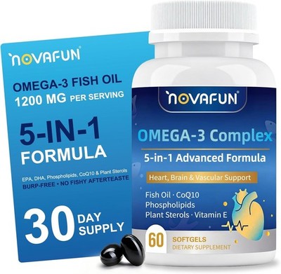 Omega 3 Fish Oil Supplements 1200mg, High Potency 984mg Omega-3 Complex , CoQ...