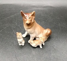 Vtg German Made German Shepherd Mother With Puppies Figurines
