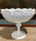 Indiana Milk Glass White Teardrop Pedestal Dish Fruit Candy Bowl VNTG 7.5”
