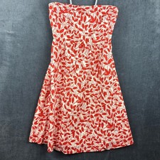 J. Crew Strapless Red and White Leaves Dress Sz 2
