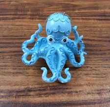 Kurt Adler Blue Sparkly Octopus Christmas Ornament 3.5" Whimsical Playful Beach