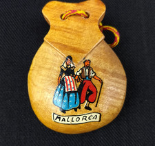 Vtg Carved Wood Spanish Castanets Mallorca Handmade Percussion Music Instrument