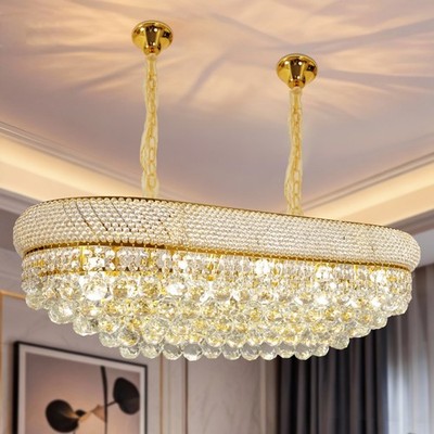 Empire Crystal Chandelier K9 Crystal Gold Luxury Ceiling Light Fixture 3 Colors
