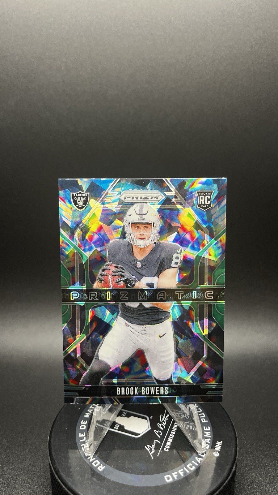 2024 Panini Prizm Brock Bowers GREEN Cracked Ice Prizm RC Prizmatic Raiders!