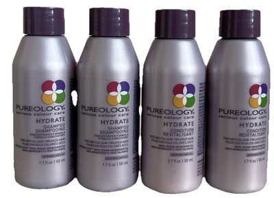4X Pureology Hydrate Condition & Shampoo 1.7 Oz. Each Travel Size