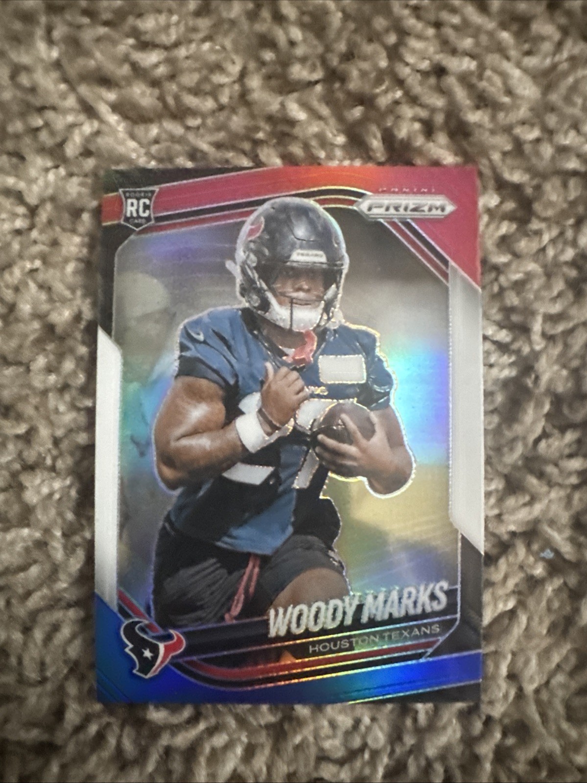 Woody Marks 2025 Panini Prizm #395 RC Red White & Blue Prizm Texans