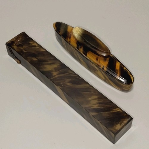 Antique Faux Tortoise Shell Dresser 5" Nail Buffer & Brush Case