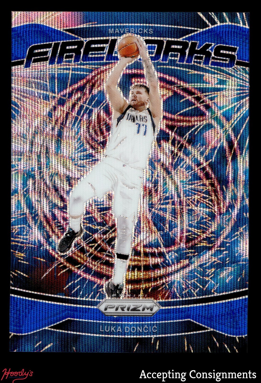 2024-25 Panini Prizm Fireworks Prizms Blue Wave #1 Luka Doncic MAVERICKS 020/175