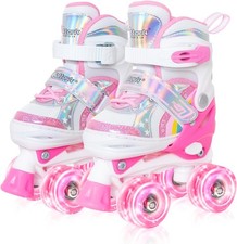 Nattork Roller Skates 4 Sizes Adjustable for Kids with All Light up Wheels