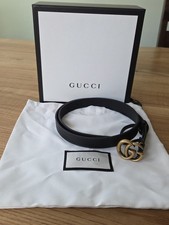 Gucci GG Marmont Womens Thin belt with Brass Color Buckle