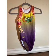 Plum Practicewear Gymnastics Leotard Adult S Spring Fest Floral Purple Yellow