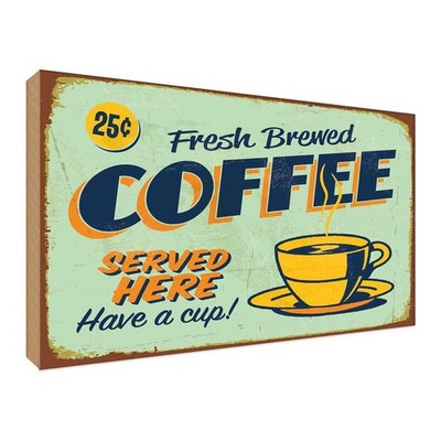 Holzschild 30x40 cm Retro fresh brewed Coffee Served Essen Trinken Deko Geschenk