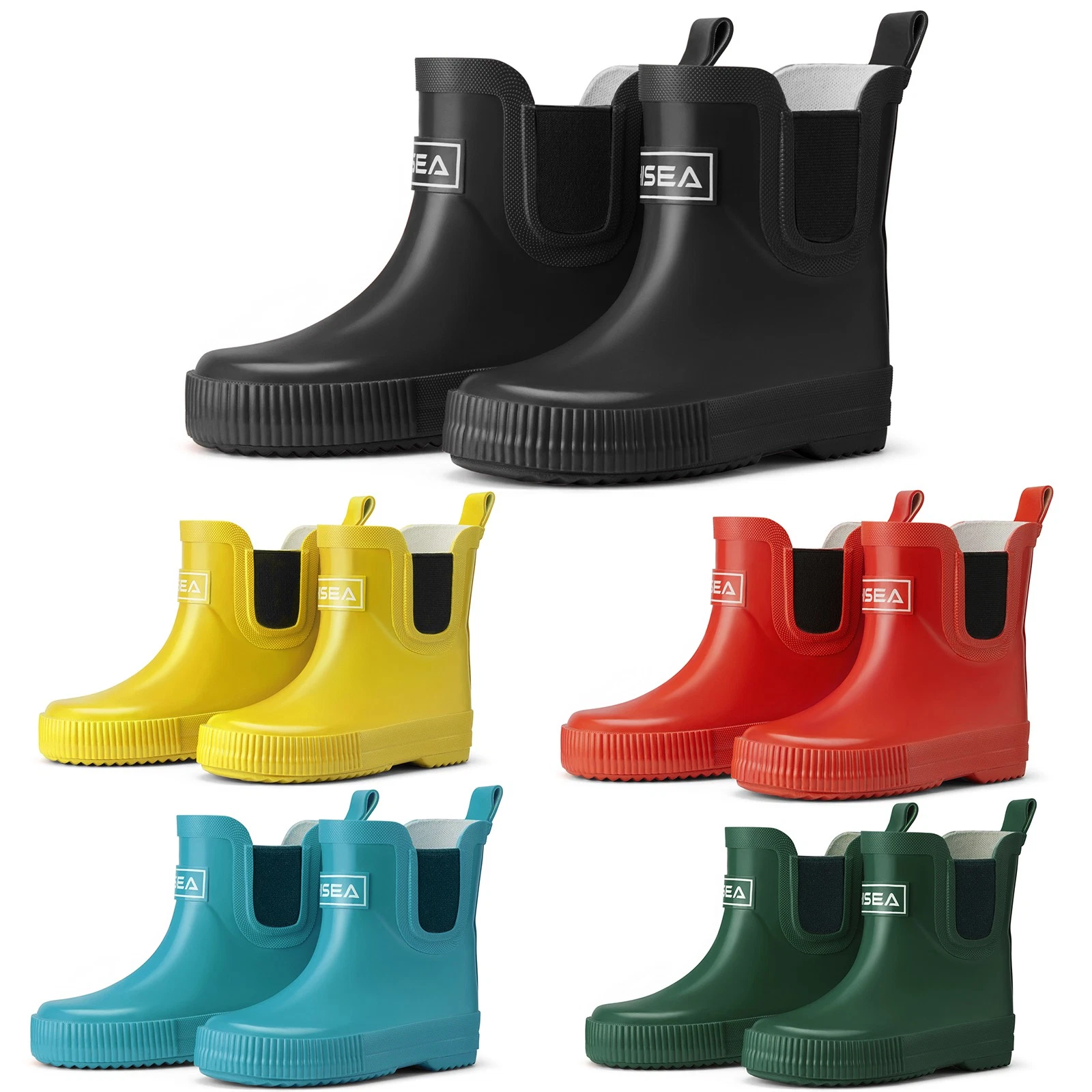 HISEA Toddler Kids Chelsea Rain Boots Waterproof Ankle Natural Rubber Boots