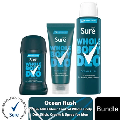 Sure Whole Body Ocean Rush Bundle Spray, Cream & Stick with Odour Control