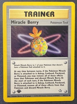 Pokemon TCG Miracle Berry 94/111 First Edition Neo Genesis Set Uncommon Vintage