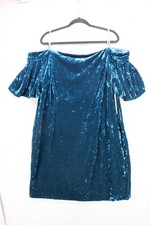 Eliza J Off the Shoulder Velvet Jewel Tone Peacock Blue Dress-22W-NWT-Whimsigoth