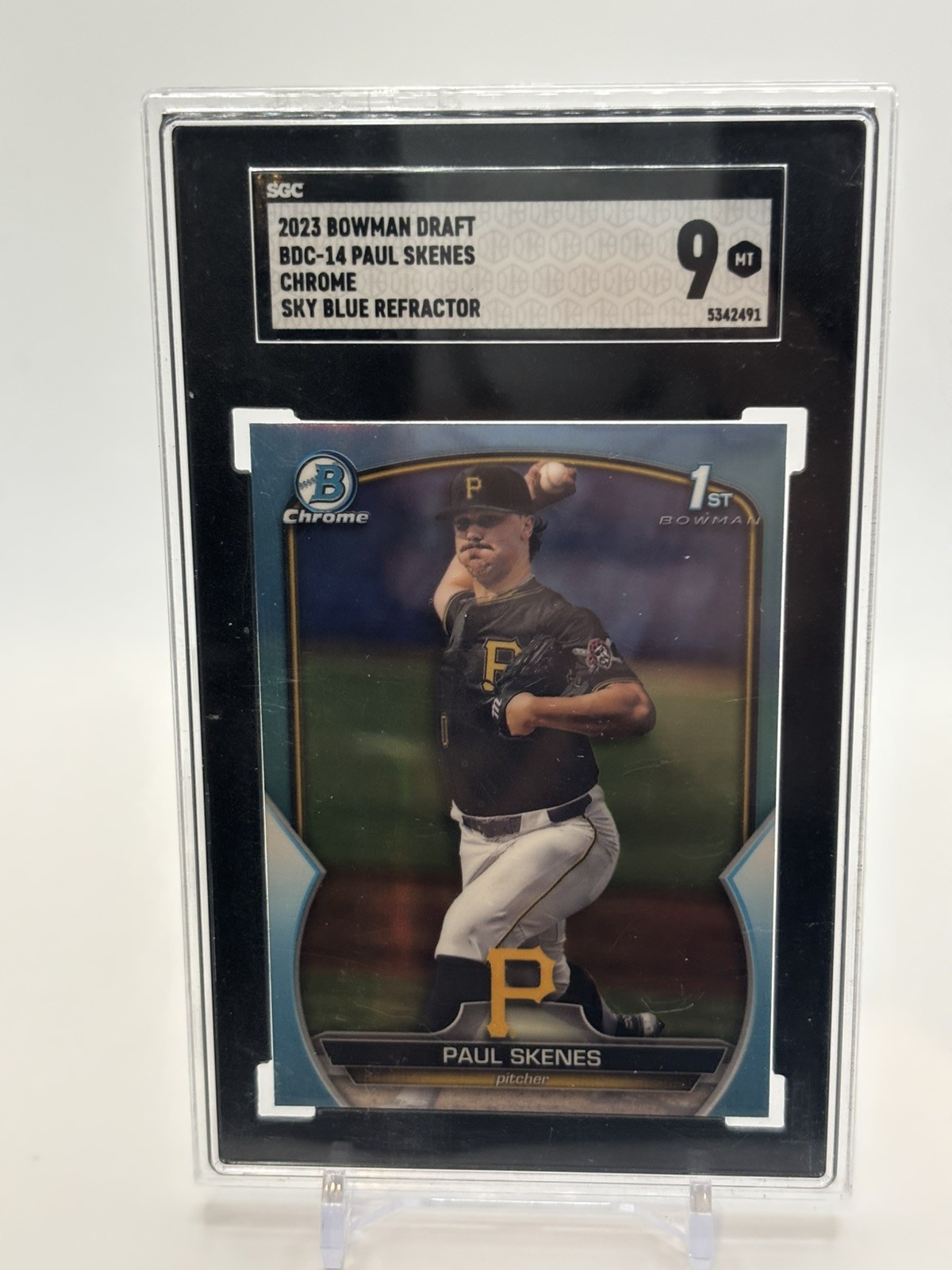 2023 Bowman Draft - Chrome Paul Skenes #BDC-14 Sky Blue Refractor (RC)