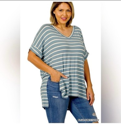 NWOT Zenana Rolled Short Sleeve Size 1X 2X 3X