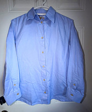 Gucci women’s Blue Solid Long Sleeve  Shirt, Size 44, 34/35, Pockets
