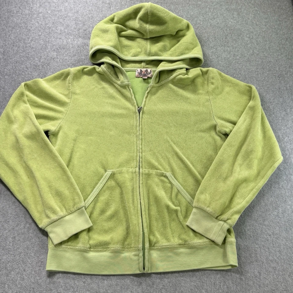 Sudadera De Colección Juicy Couture Terciopelo Cremallera Verde Talla M Hecha en EE. UU. Sudadera con Capucha Foto 2 de 4