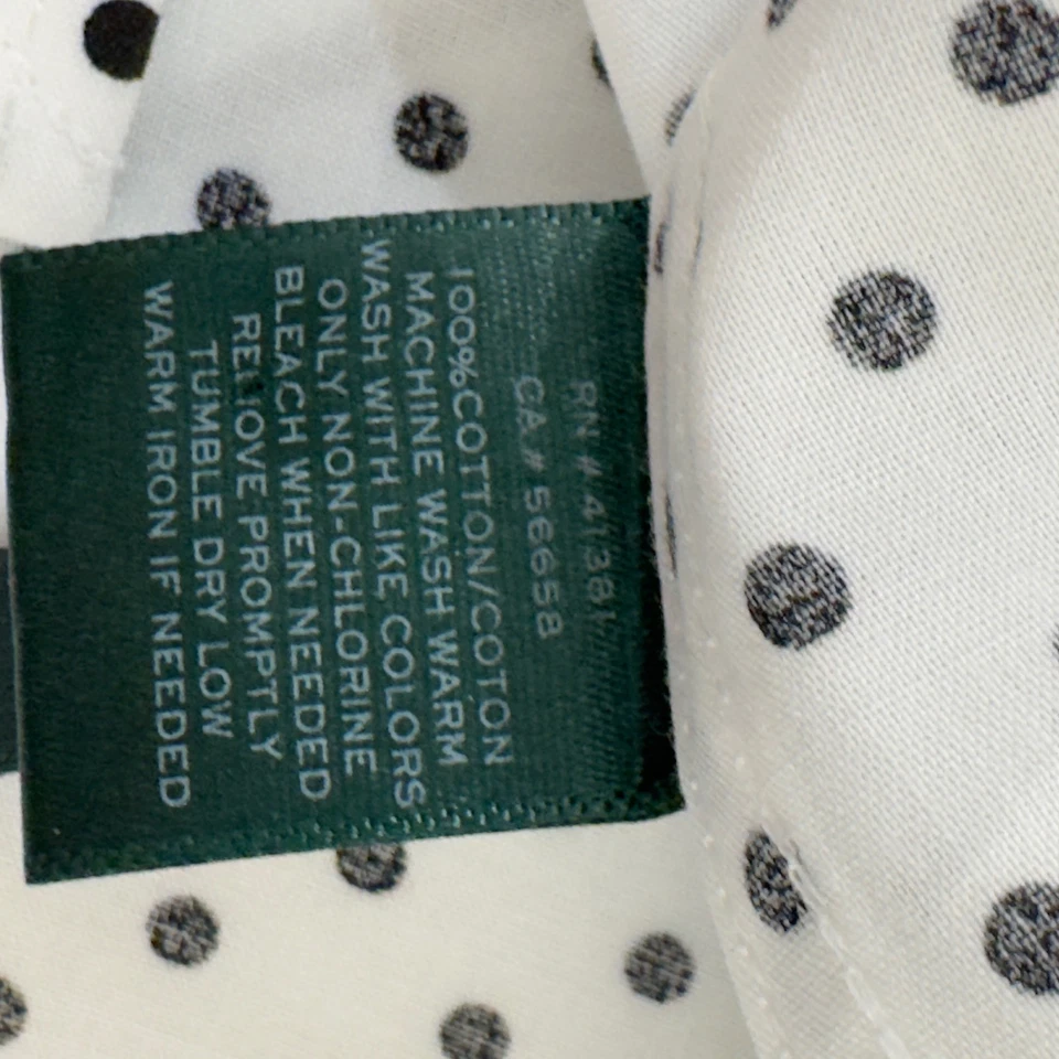 Camisa para mujer Lauren Ralph talla L blanca a lunares sin planchar abotonada negra Foto 4 de 4