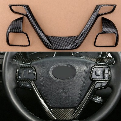 3pc für Toyota Highlander Carbon Fiber Stil Auto Lenkrad Rahmen Trim 14-19