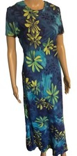 Vintage David Warren DW3 Tropical Floral Maxi Dress Sz 8 Short Sleeve