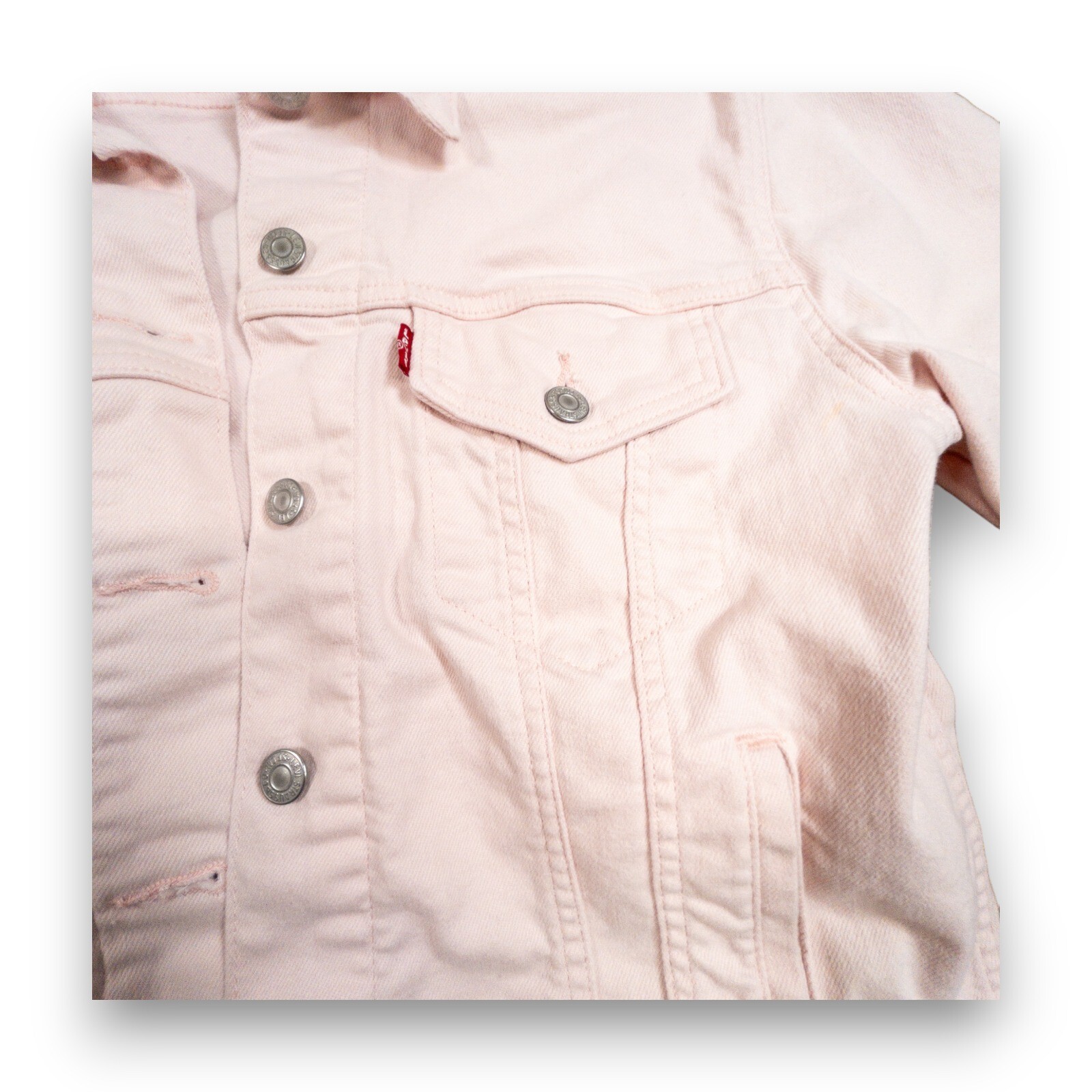 Levi’s Pink Denim Trucker Stretch Jacket Jean Classic… Gem