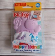 Nuby Happy Hands Silicone Teething Mitten - Brand New - 3 Months - Unicorns
