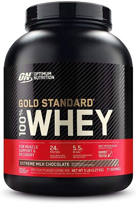 Optimum Nutrition Gold Standard 100% Whey Protein Powder, Milk Choc 5lb Ex 10/27