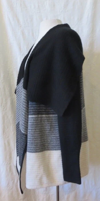 Cárdigan Nordstrom Collection 100 % cachemir cortina abierta negro blanco pequeño mediano Foto 2 de 4