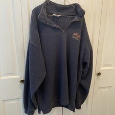 Disneyland 2000 Mickey Womens Fleece-Lined Knit Cardigan Pullover L/XL BLUE